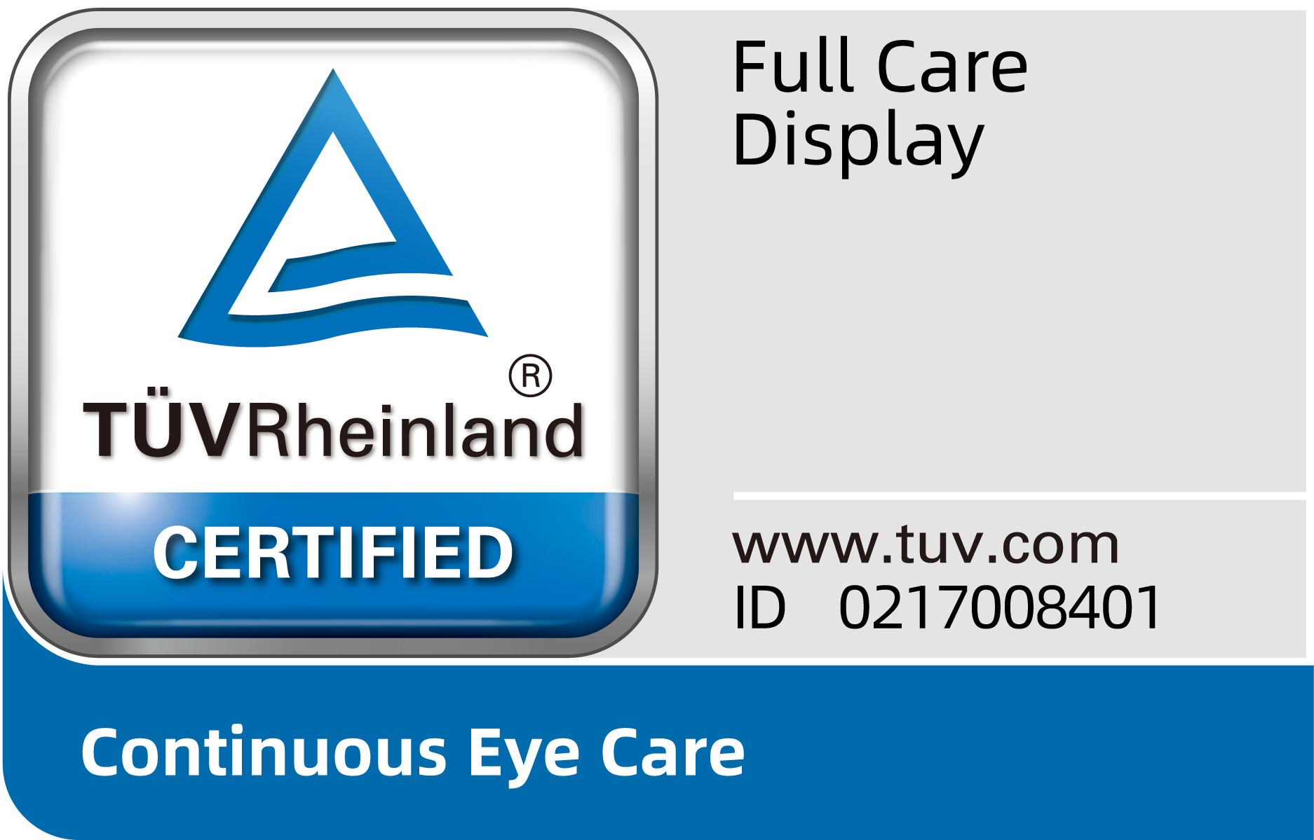 Certifikace TÜV Rheinland Full Care Display. 1